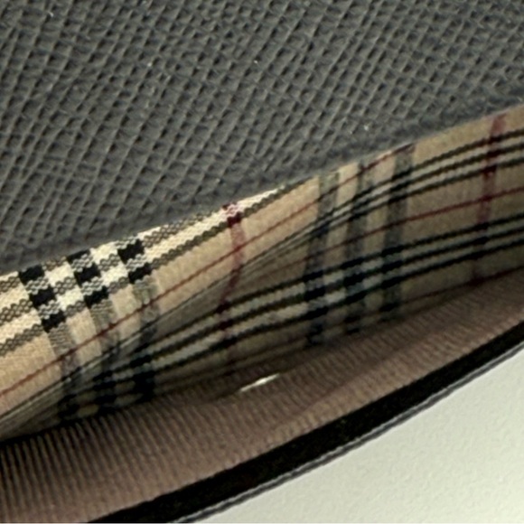 Vintage Burberry Leather Key Holder Wallet Black Small Luxury Card Holder Check - Picture 4 of 8